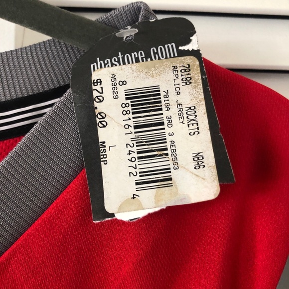 Adidas Houston Rockets Jersey Trevor Ariza #1 red white and gray Large NWT - Picture 7 of 7